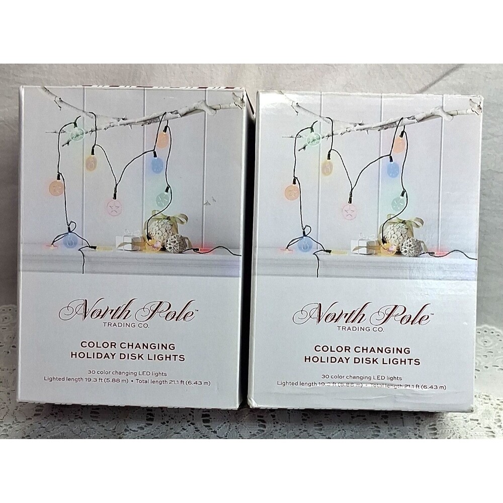 North Pole Trading Co. Color Changing 30 LED Disk String Christmas Lights